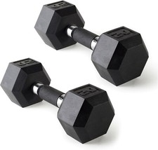 2x Dumbbells Pair Coated Rubber Dumbbell 3/5/8/10/12/15/20/25/30/35/40/45/50 LBS picture