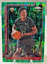 Derik Queen 2025-26 Topps Chrome Update #/99 Green Raywave RC Pelicans #163 picture