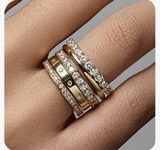 FAXHION Gold Rings for Women Non Tarnish 14k Gold Plated Dainty Stacking Cubic Z picture