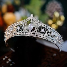 Vintage Silver Tiara Crown Princess Queen gems Icy gift bridal wedding prom picture
