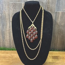 Vintage 1960s Crown Trifari Waterfall Necklace Root Beer Lucite Alfred Philippe picture