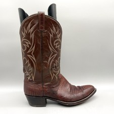 Dan Post Mens 12D Western Cowboy Boots Brown Teju Lizard Leather Rodeo VTG USA picture