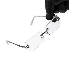 Men's Luxury Square Silver Frame Retro Hip Hop Clear Lens Tint Rimless Glasses  picture