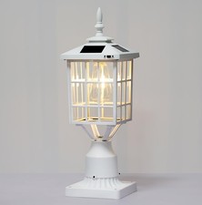 ST4224Q-W Solar Post Light Outdoor Led Squared Frame Fixture with 3