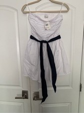 Hollister White Strapless Dress with Navy Sash picture