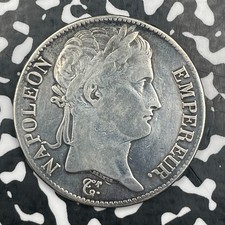 1812-I France Napoleon 5 Francs Lot#JM2048 Large Silver Cleaned picture