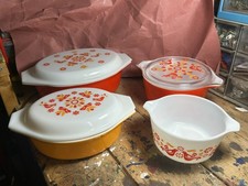 Vintage Pyrex Friendship Lot 4 Pcs 045 2.5 Qt 043 1.5 Qt Oval 474 473 Round picture