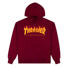 Thrasher Magazine Flame Logo Pull Over Hooded Sweatshirt Hoodie Maroon picture