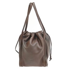 LOEWE Logo Drawstring Hand Bag Leather Brown GHW Spain 38KD532 picture