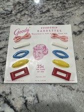 Vintage Goody Wire Clasp Barrettes 1970s  Plastic Chunky Set Of 10 With Bobby picture