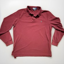 Vintage Polo Ralph Lauren Mens L Long Sleeve Polo Shirt Burgundy Teal Pony picture