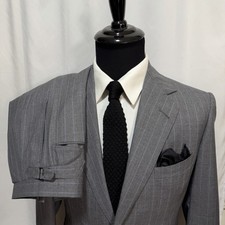 Vtg Alan Flusser Bespoke Custom Suit Mens 38S 31x30 Pleated Cuffed Pinstripe USA picture