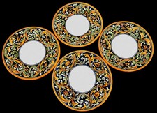 Vintage Italian Caltagirone Silva Ceramic Plates Set of 4 Hand Painted Majolica picture
