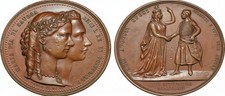 Portugal 1862 Bronze Marriage Medal - King Luis I & Maria Pia di Savoia - Rare picture