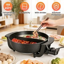 6L Large Capacity Electric Hot Pot with Divider, 5 Gear Adjustable Temperature N picture