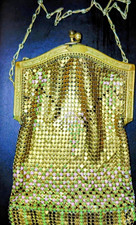 Vintage 1930s Whiting and Davis El Sah Gold tone mesh bag  picture