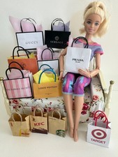 4 pcs set 1:6 1:12 miniature dollhouse handmade shopping Bags mall fashion Food picture