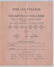 1932 Ashland College vs Cedarville College Football Program picture