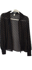 Vintage Versace Sheer  Black Button Down Lace Top Italy Blouse sz 40 picture