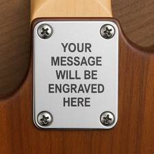 Custom Engraved Etched CHROME PLATED Guitar Neck Plate Personalized Fit Fender picture