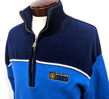 BOGNER ACTIVE 1/4 Zip Vintage Pullover Wool Blend Sweater Blue ITALY Size M EUC* picture