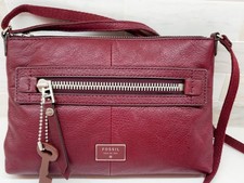 Fossil Dawson Burgundy Classic Purse Vintage Maroon Pebbled Leather Silver Hdwr picture