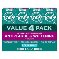 4PK. Tom's of Maine Fluoride-Free Antiplaque & Whitening Toothpaste Peppermint picture