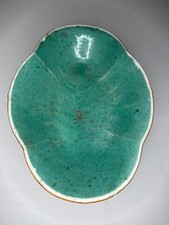 Rare Antique Chinese Famille Rose Footed Dish Turquoise Glaze Marked 吳 Wu Signed picture
