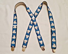 AUSTRIA GENTS AUTHENTIC TOBBY BLUE ELASTIC MENS SUSPENDERS picture