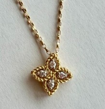 Roberto Coin Princess Flower 18K Yellow Gold Diamond Necklace 22
