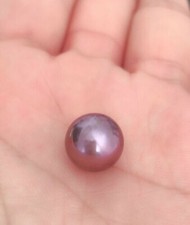 Gorgeous AAAAA 11-10 mm south sea round purple loose pearl half drilled picture