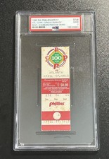 1983 Phillies v Braves PSA ticket 4/17/83 - Glenn Hubbard holds snake 1984 Fleer picture