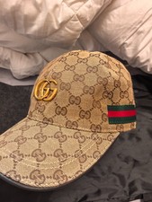Gucci GG Canvas Baseball Cap with Gold Double G Logo & Web Stripe picture