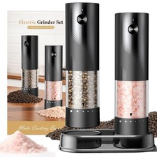 Rechargeable Electric Automatic Salt and Pepper Mill Set Black Automatic picture