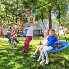 Hapfan 65 ft Ninja Warrior Obstacle Course for Kids with Swing Ninja Rope Course picture