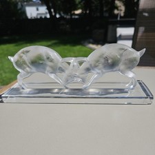 Lalique Signed Deux Chevres - Charging Rams picture