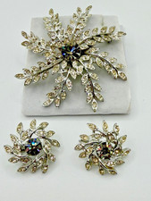 Vintage Sarah Coventry RARE Brooch Earring Set Evening Snowflake Demi  Parure picture