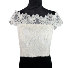 REISS Lace Top Womens 10 Cropped Bridal Wedding Classic Bardot Engagement Party picture