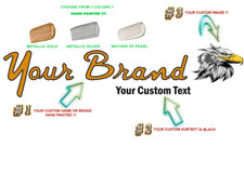 Custom Made Headstock Decal.100% Custom. Classic Style Font. Your Brand Names picture