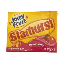 Wrigley's Juicy Fruit Starburst Strawberry Sugar Free Gum 15 Sticks See Images picture