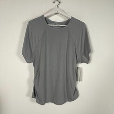 Athleta Women With Ease Cinch Tee Medium Short Sleeve Breathable Gray Active New picture