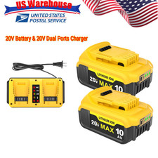 2 Pack 20V 10.0Ah Battery & Dual Charger Kit for De walt 20 Volt MAX Batteries picture