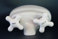 Antique 1910's-20's Porcelain tub spout victorian bathtub plumbing - rear mount picture