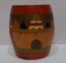 Antique Russian Sergiev Posad Sokolov Lavra Pyrography Wood Pencil Holder c1910 picture