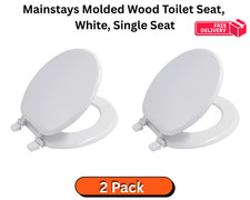 2 pack - Mainstays Round Molded Wood Toilet Seat - White -  picture
