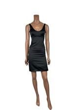 Vtg Versus Versace Black Side Slit Dress IT 38 picture