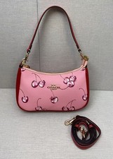 Coach Cherry Underarm Bag Pink x Burgundy Gold Hardware Adjustable Strap picture