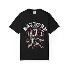 Bathory Black Metal Goat Pentagram T-shirt | Occult Skull Illustration picture