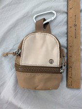 Lululemon City Adventurer Backpack Nano - Brown Canvas Mini Keychain Bag Pouch picture