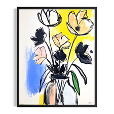 Original Abstract 11x14 Floral Acrylic Painting Signed Bold Canvas Wall Art picture